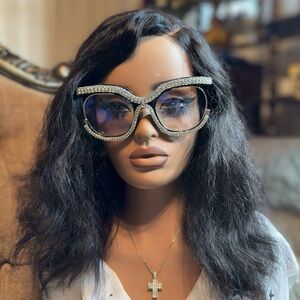 Chic Rhinestone-Studded Black Sunglasses